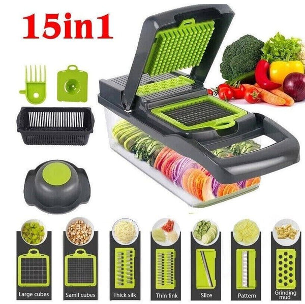 15 In 1 Vegetable Chopper, Salad Fruit Vegetable Food Chopper Slicer Peeler